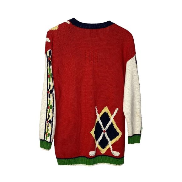 Vintage Marisa Christina Women’s Hand Knitted Sweater women golfer multi small - Picture 2 of 11